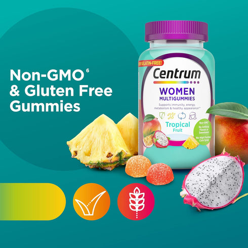 Centrum Women's Multivitamin Gummies, 100 Count, Tropical Fruit Flavors from Natural Sources, 50 Day Supply