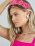 Hot Pink Knotted Headband, Western Cowgirl Accessories for Women, Beaded Cowboy Boot Embellished Headband