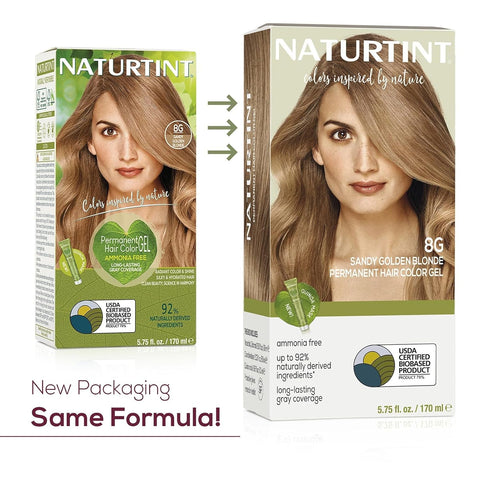 Naturtint 8G Sandy Golden Blonde Permanent Hair Color, Ammonia Free, Vegan, Cruelty Free, 1 Pack