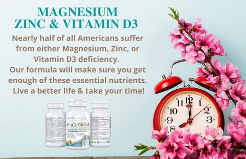 Kappa Nutrition Magnesium Glycinate, Bisglycinate, Malate, Zinc, Vitamin D3, 120 Capsules, 280mg Elemental