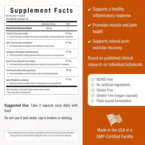 Inflammatory 6 60 Muscle & Joint Support Supplement Botanical Formula for Healthy Response | Research-Backed Botanicals