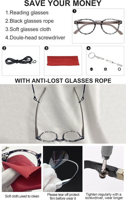 OCCI CHIARI 5.0 Reading Glasses for Women - Chunky Reader 500 (1.0 to 6.0 Magnification Options)