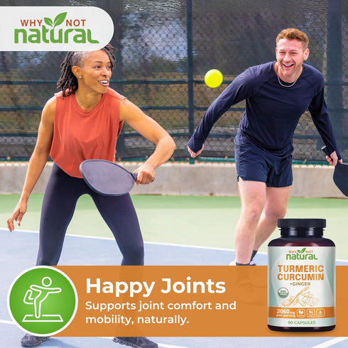 Organic Turmeric Curcumin Supplement in Capsules with Ginger and Black Pepper - Tumeric