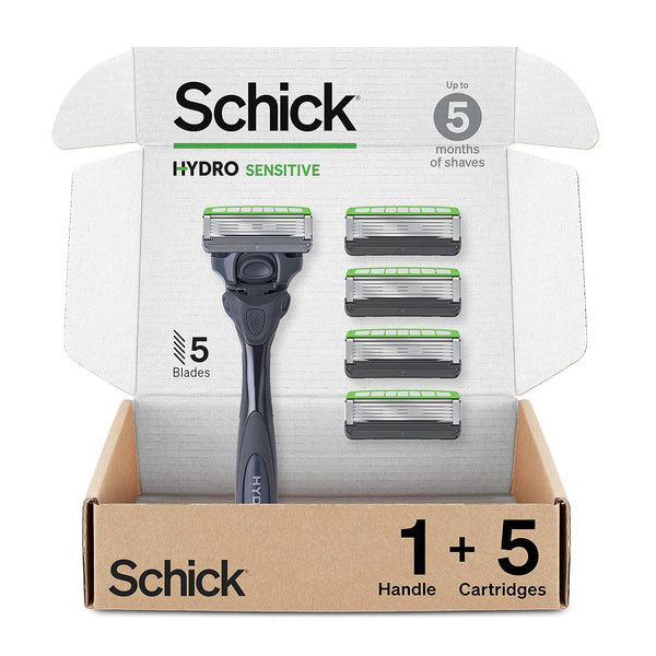 Schick Hydro Sensitive Razor for Men with 5 Razor Blades, Ideal for Sensitive Skin