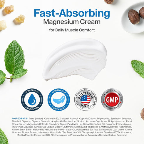 OsteoShield 4oz Magnesium Freeze - Topical Magnesium Cream with Niacinamide for Joints, Low Back, Sciatic Nerve, Knee