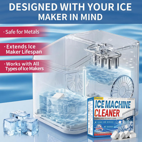 Maebho 12 Countertop, Ice Machine Cleaner Maker Descaler - Unscented Clean Tablets Compatible with Opal, Kitchenaid, GE