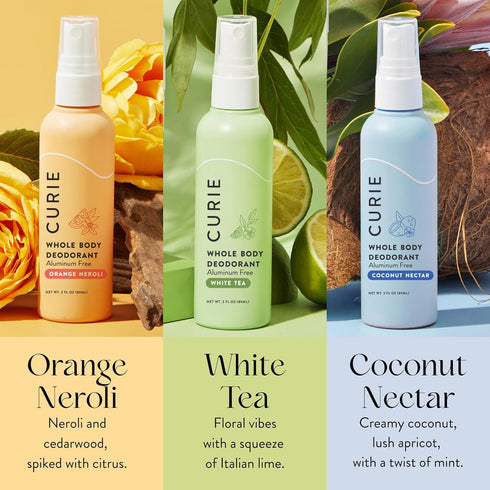 Pack (3pk) Curie Whole Body Deodorant - OG Spray Variety - Aluminum Free, Natural, Paraben Free, Cruelty Free, Vegan