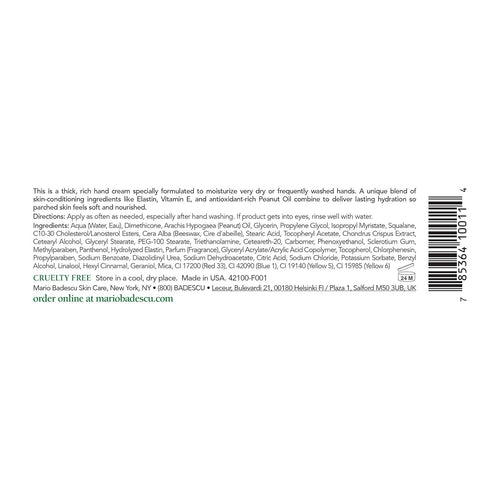 Mario Badescu Elasto-Seamollient Hand Cream - Rich, Thick Hand Lotion for Ultra-dry or Frequently Washed Hands - Hand Moisturizer with Elastin & Vitamins