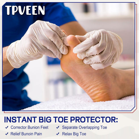 TPVEEN Orthopedic Gel Toe Separators for Overlapping Toes,Big Toe Spacers for Hallux Valgus Corrector with Shock