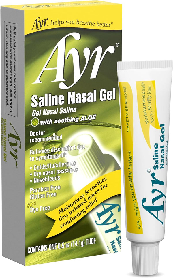 Ayr Saline Nasal Gel - 0.5 Ounce Tube with Soothing Aloe (Pack of 1)