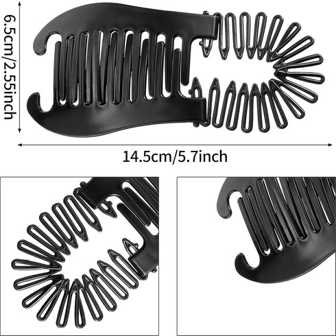 Syhood 12 Pieces Plastic Flexible Interlocking Banana Clips Hair Accessories for Women, 2 Colors - Black, Coffee