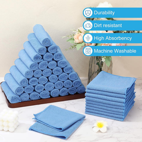 36 Pack 16'' x 16'' Microfiber Cleaning Cloths, Reusable Wash Rags for House Kitchen Car Window Dust Cleaning