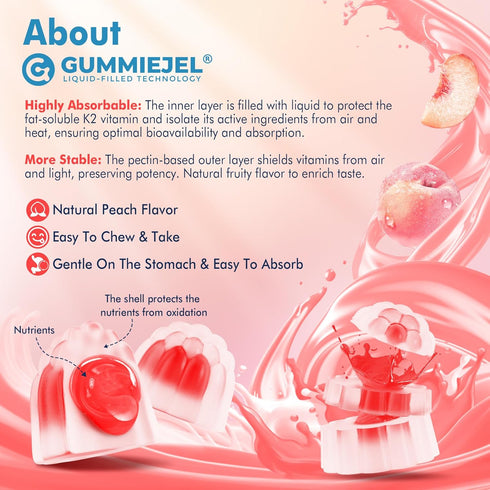 K2 Gummies MK-7 200 MK-4 500 2-IN-1 K2 Immune,1Pack Vitamin mcg & mcg for Women & Men Sugar Free, Perfect Full Spectrum