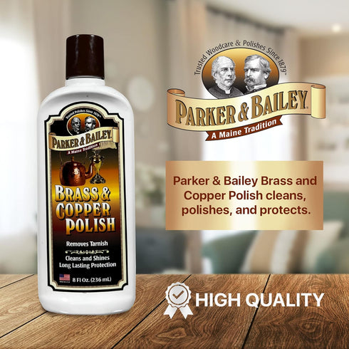 PARKER & BAILEY Brass and Copper Polish - 8 Oz Metal Polish Cream for Antique Decor, Pans, and Furniture