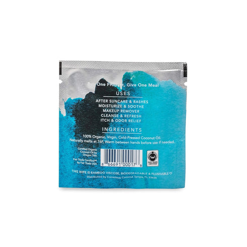 Organic Coconut Oil Intimate Wipes Sensitive Skin Feminine Wipes, Biodegradable, Individually Wrapped, Moisturizing