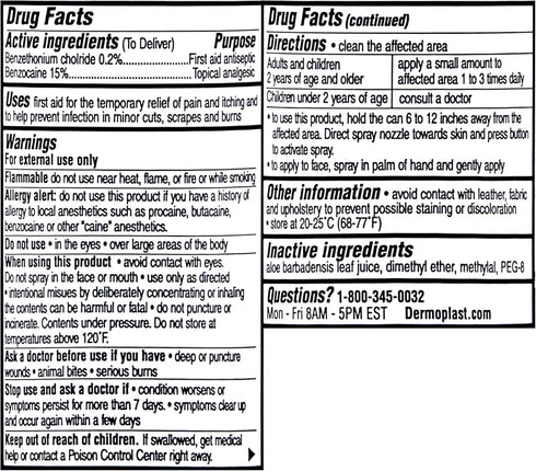 Dermoplast Kids Sting-Free First Aid Spray, Antiseptic & Analgesic for Minor Cuts, Scrapes, Burns, 2 Ounce