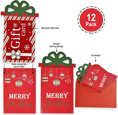 Set 12 Gift Boutique Christmas Money & Gift Card Sleeves of Holiday Envelopes Greeting Cards Funny Exchange Gifts Cash