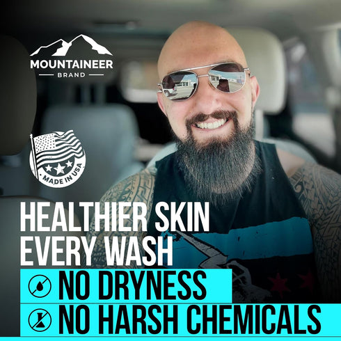 Mountaineer Brand Natural Bald Head Shampoo, Daily Scalp & Face Soap Wash, 4oz, Fresh & Natural Scent for Men