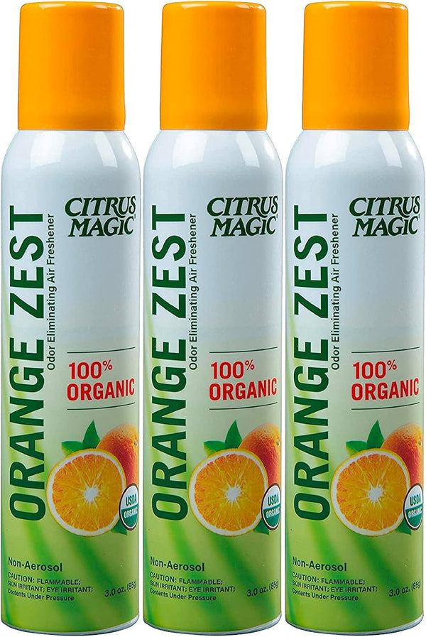 Citrus Magic Organic Natural Odor Eliminating Air Freshener Spray, 3-Ounce, Orange Zest, Pack of 3