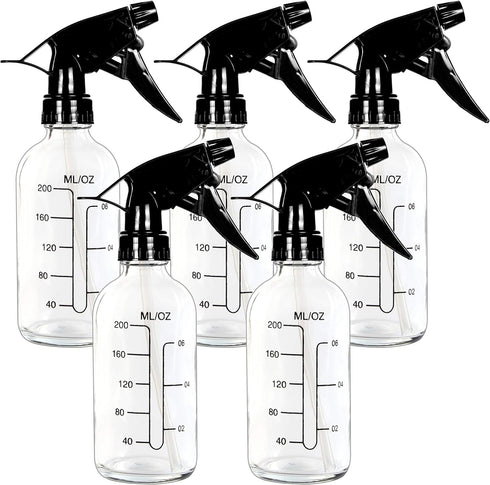 Youngever 5 Pack 8 Ounce Empty Glass Spray Bottles with Measurements for Hair & Cleaning Solutions