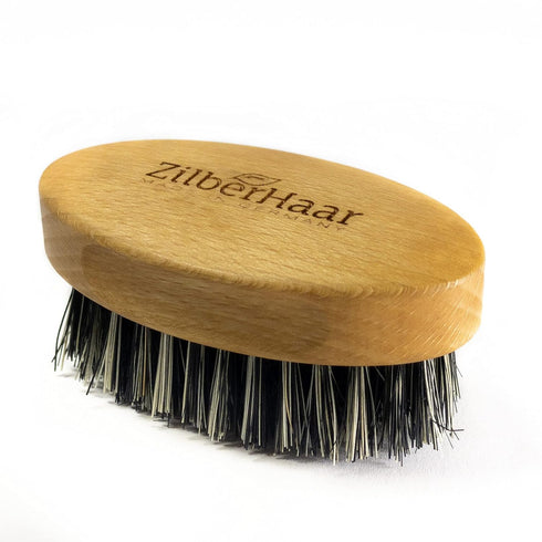 ZilberHaar Elemental Beard Brush for Men, Stiff Natural Bristles and Beech Wood Mustache Brush, 3 Inches Long