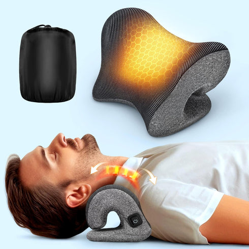 OIKRF Deep Neck Pain Relief w/Conductive Magnetic Therapy Heated Neck Stretcher, Graphene-Tech Instant