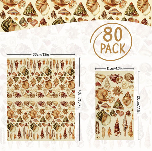 Kamiilah 80 Pack 4.37.8 Inch Of Vintage Conch Napkin Disposable Guest Napkin Marine Shell Daily Household Kitchen