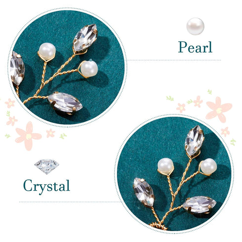 Syhood 6 Pieces Pearl Crystal Bridal Hair Pins, Rhinestone Flower Wedding Hair Accessories for Women Hairstyles (Gold)
