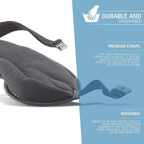 Lewis N. Clark Men's Travel Comfort Eye Mask, Adjustable Straps, Black, 1 Count