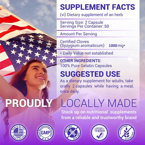 Cloves Capsules - Natural Dietary Supplement, Rich in Vitamins, Minerals, Antioxidant Support - 100 Caps