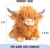Brown Highland Cow Microwavable Heating Pad - Cute Soft Cozy Plush Heatable Pillow for Women & Kids - Kawaii Hot & Cold