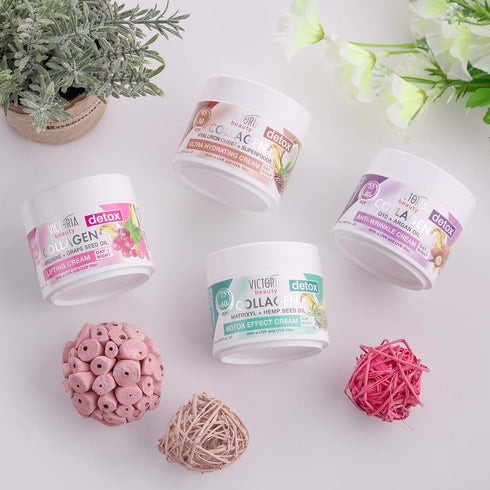 Skin Care Detox Day and Night Face Cream, Anti-Aging Moisturiser with Collagen, Hyaluronic Acid, Q10, Argan Oil, 50 ml