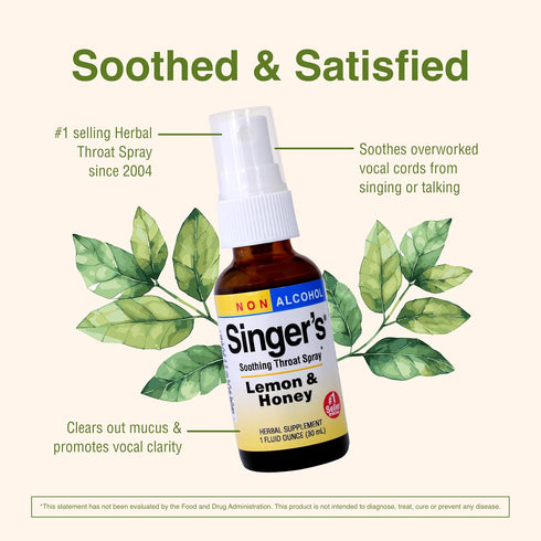 Herbs Etc. Singer's Saving Grace Lemon & Honey, Herbal Remedy Spray, 1 fl oz, Throat Relief