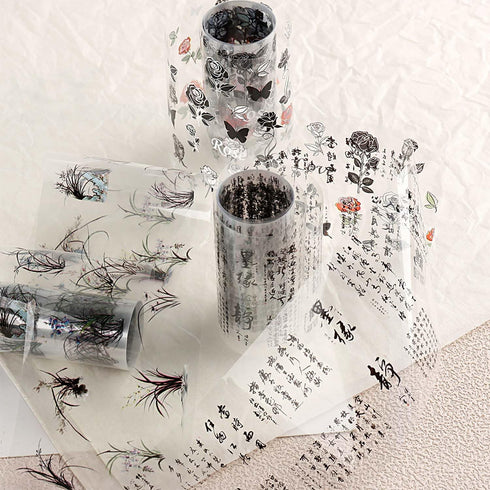 10 Rolls Traditional Chinese Style Nail Foil Transfer Stickers, Ink Painting Characters for Nail Art Decorations