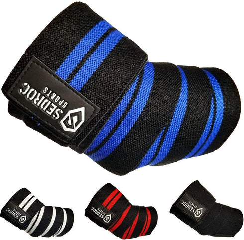 Weight Lifting Elbow Wraps - Powerlifting Support Sleeves Straps, Pair
