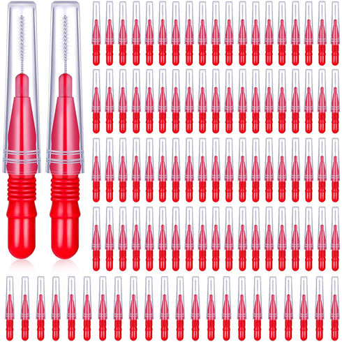 BBTO 100 Pcs Braces Dental Brush Flosser for Cleaner Interdental Brush Toothpick Dental Cleaning Tool