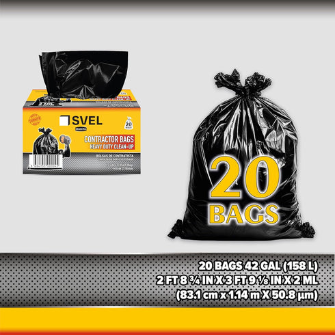 Svel 42 2 (20 33" 48" Commercial, Heavy Duty Industrial Contractor Bags gallons Mil Bags) - x Thick and Tough Trash Bag