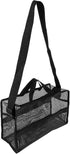 SHANY Collapsible Makeup Tools Travel Mesh Bag – Large See-Thru Tote with Zippered Pockets, Black