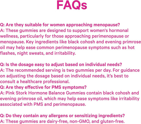 Gummies 60 Gummies Pink Stork Hormone Balance for Women PMS, Menopause & Estrogen Support Mood, Bloating, Hot Flashes