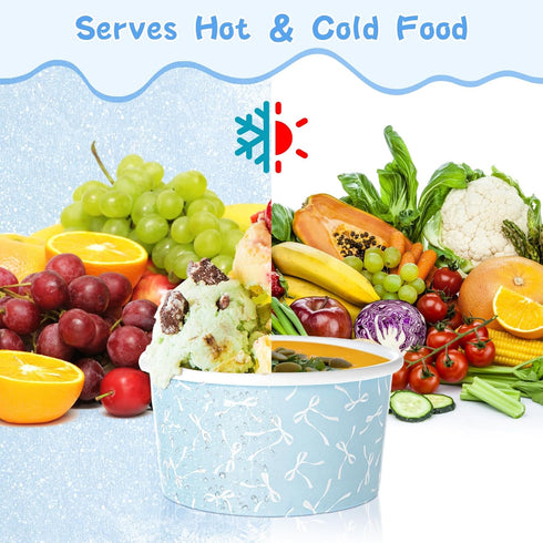 Maxdot 60 3 oz Pcs Paper Ice Cream Cup Disposable Dessert Western Cup Paper Yogurt Snack Bowl Bulk for Hot and Cold