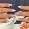 Press on Nails Short Almond MABKJLF, Pink Full Cover French Fake Nails with Star Designs for Women & Girls