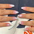 Press on Nails Short Almond MABKJLF, Pink Full Cover French Fake Nails with Star Designs for Women & Girls