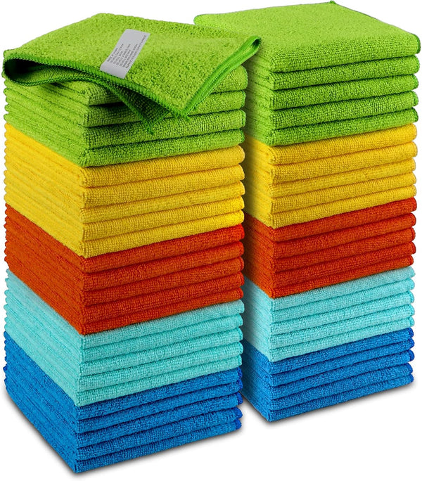 AIDEA Microfiber Cleaning Cloths, 50PK, Premium All-Purpose Car Cloth, Dusting Cloth Cleaning Rags, 12×12"