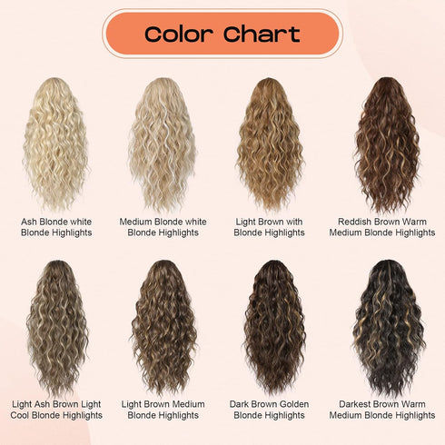 SEIKEA 18" Long Claw Ponytail Extension - PT002 Tia Multi Layered Wavy Curly Hair in Ash Blonde
