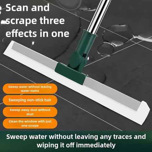 Multi-Surface Squeegee for Floor, Pet Hair Removal Broom with Silicone Bristles, Adjustable Floor Wiper & Scrubber