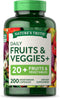 Nature's Truth Fruit and Veggies Supplement | 200 Vegetarian Capsules | 20+ Fruits & Vegetables | Non-GMO, Gluten Free,
