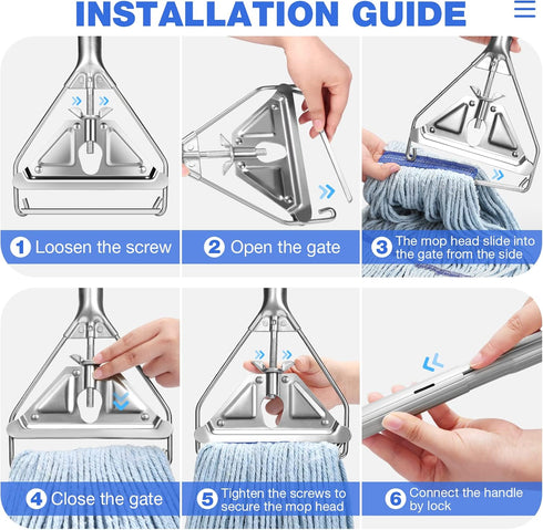String Mop Heavy Duty for Floor Cleaning, 59inch Mop Handle for Home, Garage, Office, and Warehouse