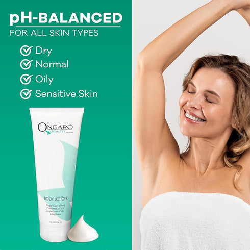 Ongaro Beauty Organic Body Lotion, Probiotic Moisturizer with Aloe Vera, Cocoa Butter, Hyaluronic Acid, Shea Butter &