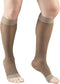 Truform Sheer Compression Stockings, 15-20 mmHg, Women's Knee High Length, Open Toe, Taupe