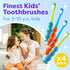 Kids Toothbrush 4 Pack, Soft Contoured Bristles, Child Sized Brush Heads with Suction Cup for Easy Storage
